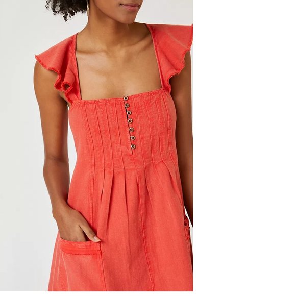 Anthropologie Pilcro Flutter Sleeve Midi Dress SIZE S new with tag red - Picture 4 of 5